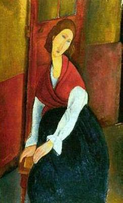 Amedeo Modigliani Jeanne Hebuterne in Red Shawl oil painting picture